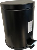 HL - Rond - Pedaalemmer - Prullenbak met Pedaalemmer - Afvalbak - Vuilnisbak - Zwart - 12 liter