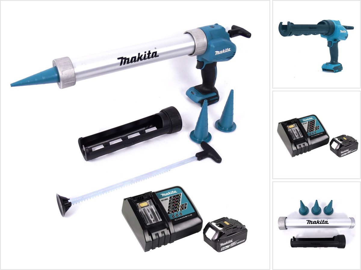 Makita DCG 180 RT1X accupistool 18 V 300 / 600 ml + 1x oplaadbare accu 5.0 Ah + lader