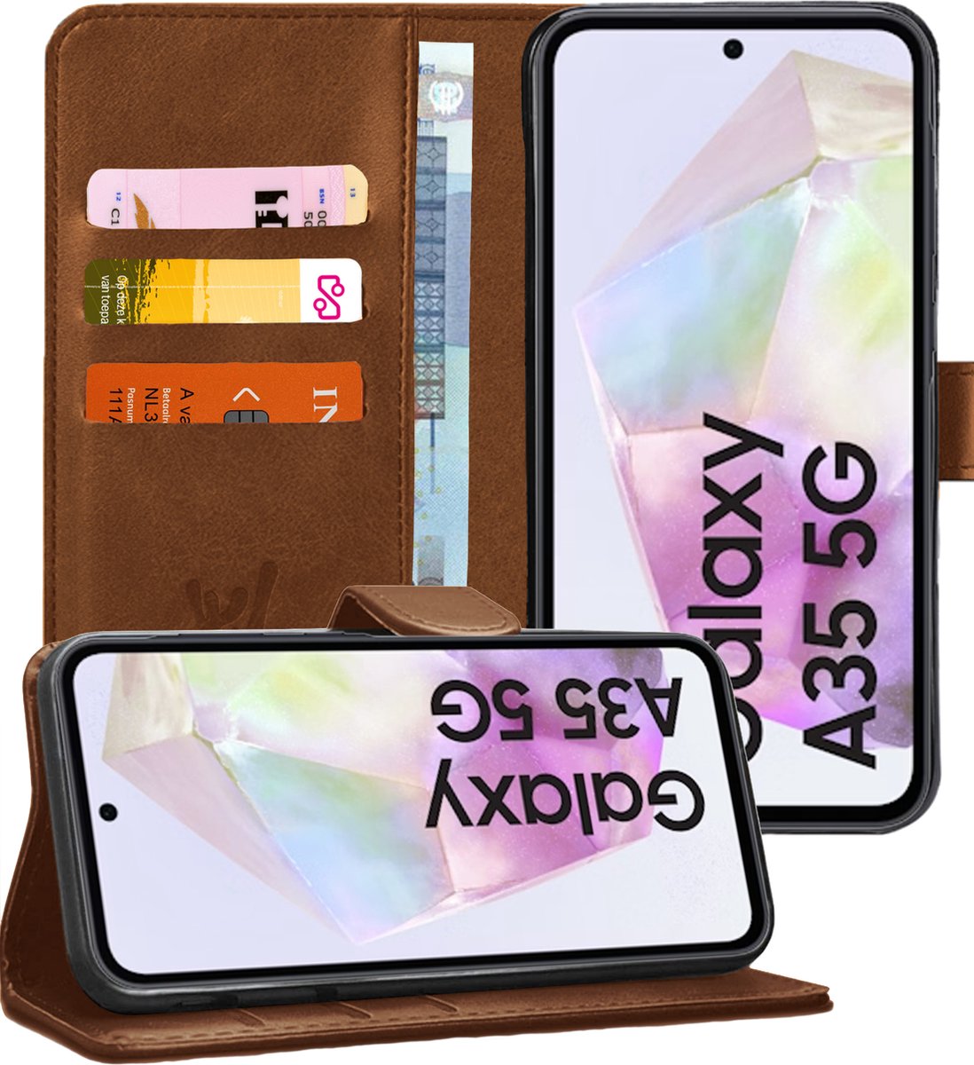 Hoesje geschikt voor Samsung Galaxy A35 - Portemonnee Book Case Bruin