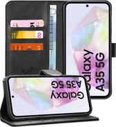Hoesje geschikt voor Samsung Galaxy A35 - Portemonnee Book Case Zwart