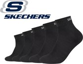 Skechers 5 PACK Quarter sneakersokken of enkelsokken 43/46 Zwart Naadloos in gekamde katoen en zonder druk op de rekker met 100% garantie om niet af te zakken