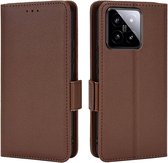 Geschikt voor Xiaomi 14 5G - Leren Patroon Book Case Hoesje - Bruin