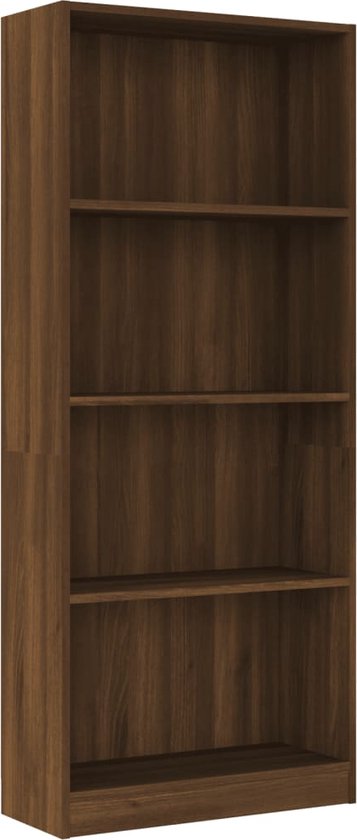 vidaXL-Boekenkast-4-schappen-60x24x142-cm-bewerkt-hout-bruin-eikenkleur