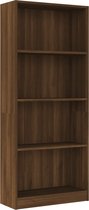 vidaXL - Boekenkast - 4 - schappen - 60x24x142 - cm - bewerkt - hout - bruin - eikenkleur