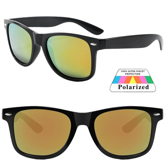 Fako Sunglasses® - Lunettes de soleil Classic Polarized - Polarisées - Polarisées - Polarisées - Lunettes de soleil pour hommes - Lunettes de soleil pour femmes - Zwart - Miroir rouge