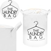 Springos Wasmand - Opbergmand - Kledingmand - Organizer - Handvatten - Laundry Bag - Zwart - Wit