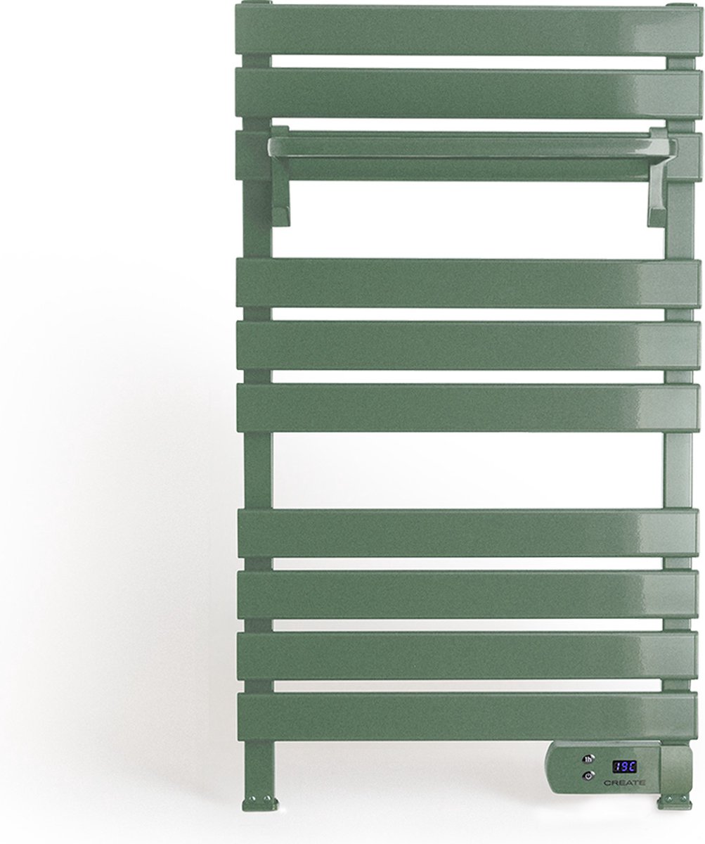CREATE - Elektrische handdoekhouder 500W - Sage - Zonder benen - Met legbord 3 spijlen - WARM TOWEL