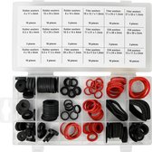 Set d'anneaux sanitaires 141 pièces, boîte assortiment avec anneaux en caoutchouc et fibre, 18 tailles les plus courantes.