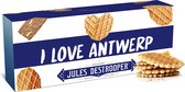 Jules Destrooper Parijse Wafels - "I love Antwerp / J'aime Anvers" - 2 dozen met Belgische koekjes - 100g x 2