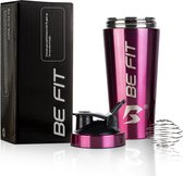 Be Fit Shakebeker RVS – Shaker – Sport & Fitness - Shake Beker - Drinkfles - BPA Vrij – 1000 mL - Roze