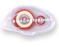 Discountershop Transparante Lijmroller – Rood Bureauartikelen - 9x5x2cm - Voor Fotos en Knutselwerk