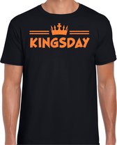 Bellatio Decorations Koningsdag shirt voor heren - kingsday - zwart - glitters - feestkleding M