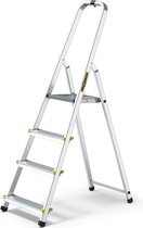Ladder pliante série PRO, échelle à 4 marches, échelle de ménage en aluminium, échelle antidérapante, capacité de charge jusqu'à 150 kg