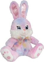 Paashaas/haas/konijn knuffel dier - zachte pluche - roze - 20 cm - met strikje