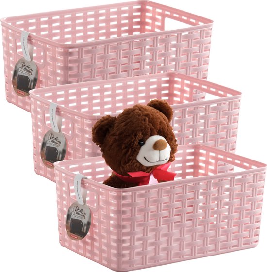 Cestino Plastic Forte In Rattan Sintetico Wengé, 22x33x16 Cm, 10 Litri, Con Maniglie, Per Interni Ed Esterni - 2