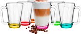 Glasmark Verres à thé/ verres à café avec base colorée - verre transparent - 12x pièces - 250 ml
