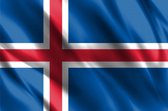 Partychimp Vlag IJsland - 90x150 Cm - Polyester - Blauw/Wit/Rood