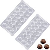 2 stuks transparante bonbonvormen chocoladevorm, schelpvormige polycarbonaat harde plastic bakvorm, 21 roosters DIY chocoladevormen voor chocolade, ijsblokjes, snoep
