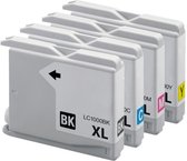 Compatible Brother 1000 / LC-1000 XL inktcartridges - Multipack 4 Kleuren - Geschikt voor MFC 240C, 3360C, 440CN, 460CN, 465CN, 5460CN, 5860CN, 660CN, 665CW, 680CN, 685CN, 845CW, 8