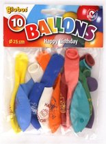Ballonnen Hartelijk Gefeliciteerd - 10st - bonte kleuren - biologisch afbreekbaar
