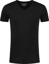 Garage 302 - Semi Bodyfit T-shirt V- hals korte mouw zwart XL 100% katoen 1x1 rib