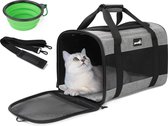 Kattentransportbox, ademende hondentas, transportbox, kattentransportboxen met verstelbare schouderriem, kattentransporttas voor reizen, hondendraagtas voor katten puppy's onder 6 kg