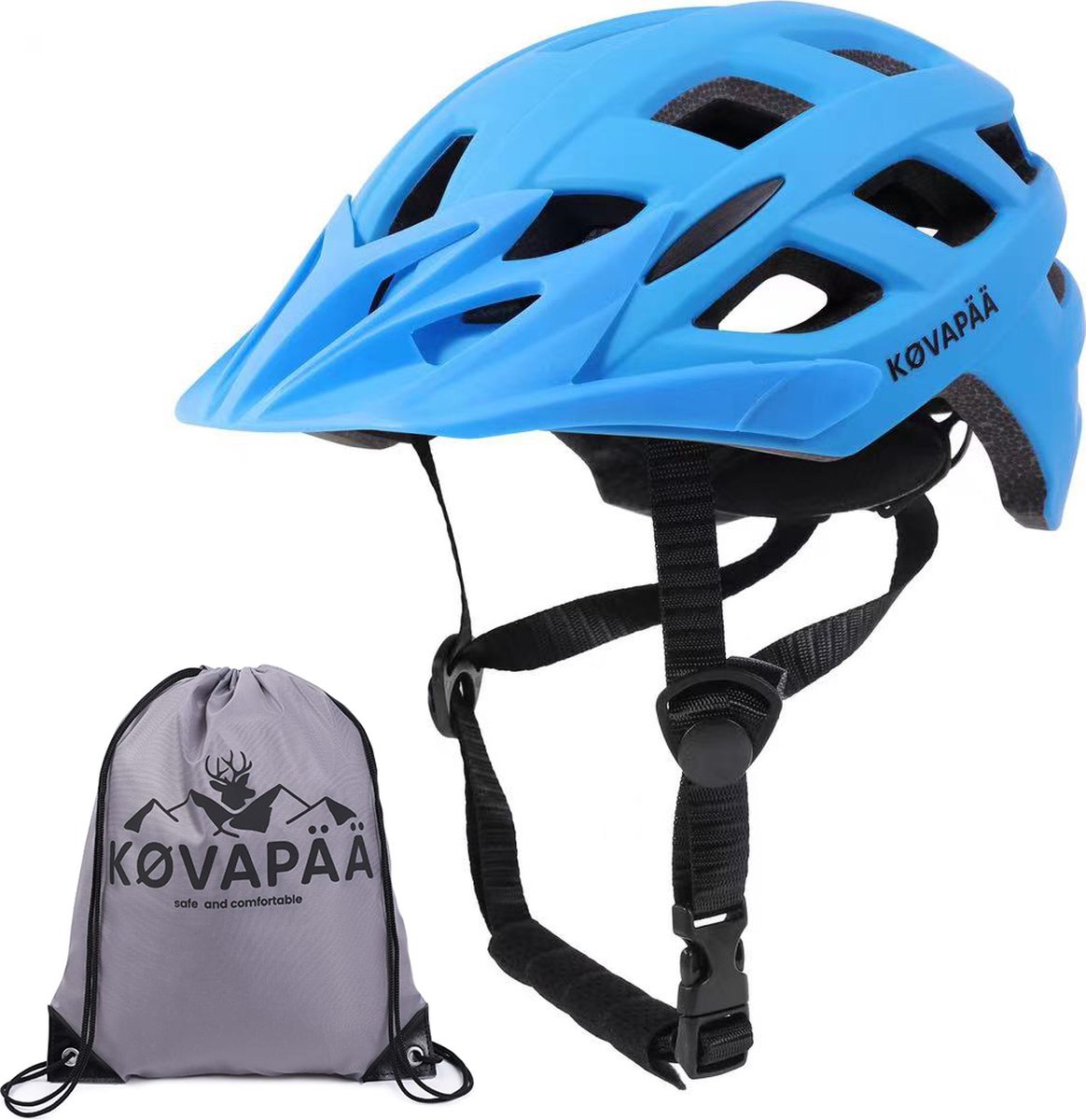 Køvapää® Tolva - Fietshelm - Blauw - Maat 56-61 cm - M/L - Afneembaar vizier - Fietshelm Volwassenen - Fietshelm Dames - Fietshelm Heren - Mountainbike Helm - Fietshelmen - Fietshelmen - fietshelm dames elektrische fiets - Fietshelm Dames Volwassenen