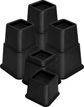 Meubelverhogers - Set van 8 hoogwaardige verstelbare 8, 13 en 21 cm meubelverhogers - 4 hoog en 4 kort - Zwart - sterke ruimtebesparende verhoger - bedverhoger, tafelverhoger, stoelverhoger, bankverhoger Verstelbaar: 8, 13 en 21 cm
