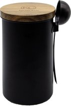 Koffieblik met lepel voor 250 gram koffiebonen of thee (zwart mat)