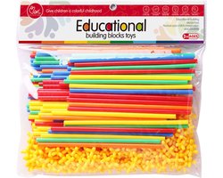 foto van Bouwrietjes constructieset - 200-delig bouwspeelgoed multicolor.