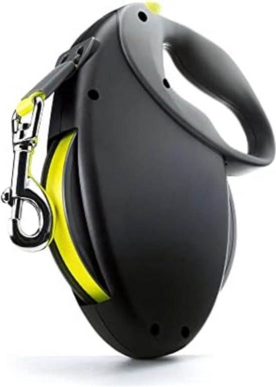 Pecute Hondenlijn voor kleine honden, 5 m, intrekbare rollijn met reflecterend stiksel, ergonomische anti-sliphandgreep, gratis dispenser, inclusief poepzakjes, max. belasting 33 kg