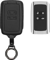 kwmobile leren autosleutel hoesje geschikt voor Renault 4-knops Smartkey autosleutel (alleen Keyless Go) - Als sleutelhanger met sleutelring - Echt leer in zwart