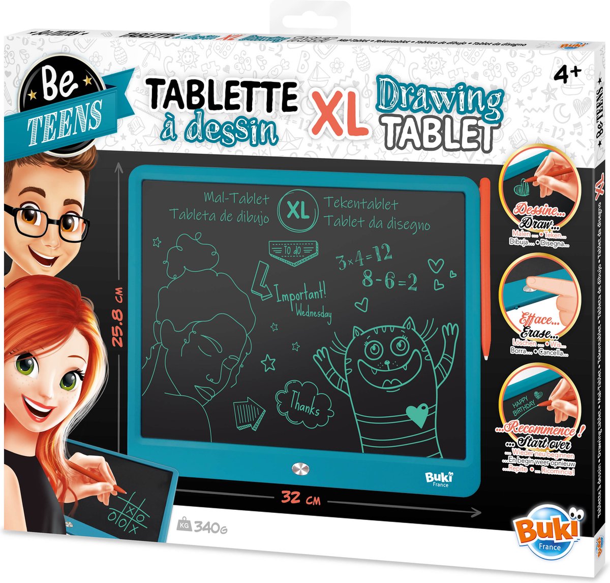 Tablette à Dessin Buki TD001 - Écran LCD, Stylet Inclus - Idéale Pour Enfants Dès 4 Ans - 100g Seulement