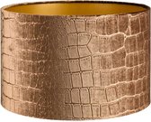 Lampenkap Cilinder - 25x25x16cm- Croco bronze - gouden binnenkant