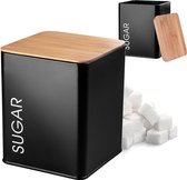 KADAX Boîte de rangement avec couvercle, boîte de rangement en acier enduit de poudre, boîte de rangement, récipient de rangement, hermétique, également pour épices, cacao (carré, "Sugar", noir)