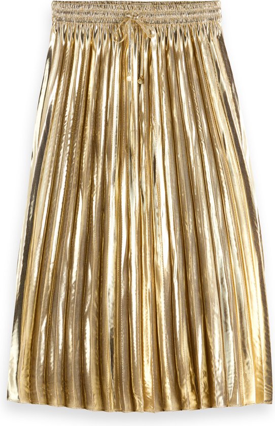 177306 Pleated shiny high-rise maxi skirt