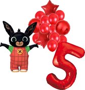 Bing ballonnen pakket - 63x86cm - 5 jaar - Folie Ballon set - Konijn - Themafeest - Verjaardag - Ballonnen - Versiering - Helium ballon
