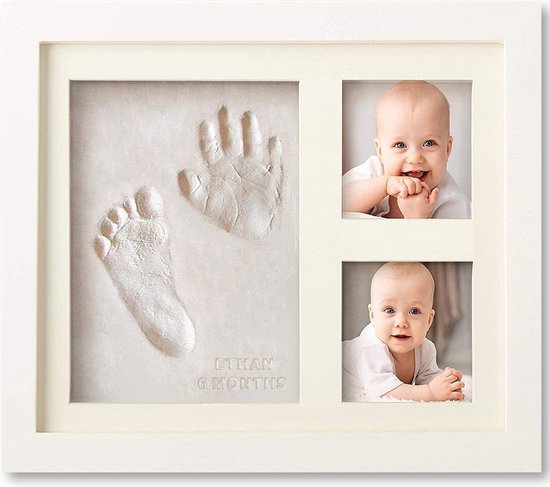 Handafdruk en voetafdruk babyfotolijst voor pasgeborenen, meisjes en jongens, gepersonaliseerd babycadeau, fotoalbum, baby‘s, herdenkingsbox, wanddecoratie voor kamer en kinderkamer.