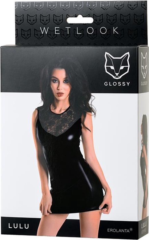 Robe Zwart Brillante Wetlook LULU - Zwart - L