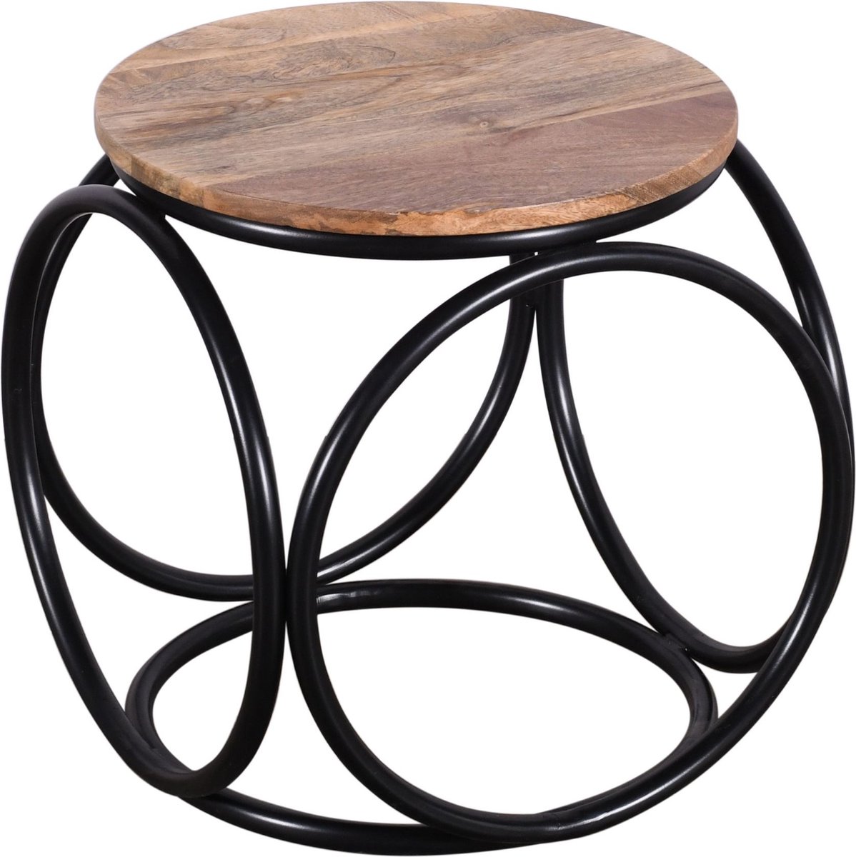 Bijzet tafel -Mango hout- Rond 40 cm -Industrieel -Koloniaal Teakhuis