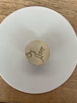 Lakzegel - waxzegel - wax seal stempel + houten handvat - baby - ooievaar vliegend - geboortekaartjes - gender reveal -25 mm