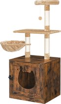 IN.HOMEXL All-In-One kattenmeubel Paw - Krabpaal voor Katten - Krabpalen - Katten Huis - Kattentoiletmeubel - Bruin- 52x128x45cm