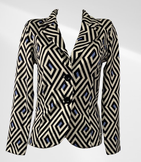 Angelle Milan - Casual blazer - Beige met ruiten - Travelstof - Maat M - In 5 maten verkrijgbaar