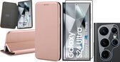 Hoesje geschikt voor Samsung Galaxy S24 Ultra - Screenprotector PET & Camera - Wallet Book Case Rosegoud