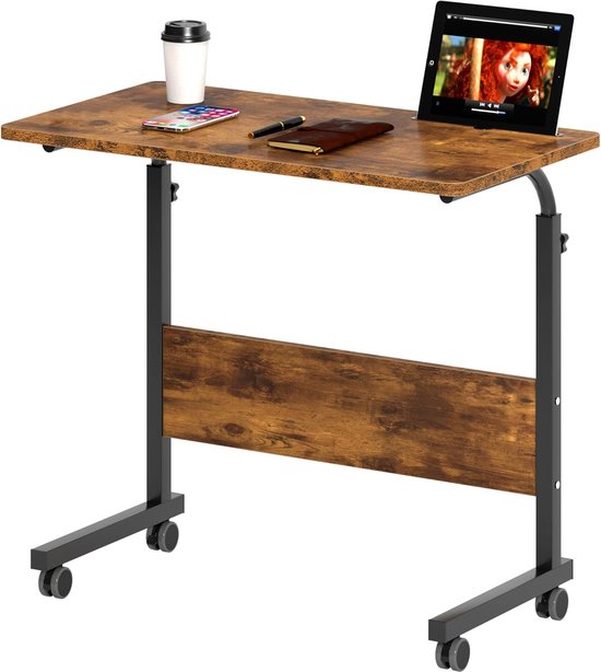 soges Laptoptafel, bijzettafel met wieltjes, in hoogte verstelbare pc-tafel, notebookstandaard, verzorgingstafel voor bed en bank, 60 x 40 cm soges Laptoptafel, bijzettafel met wieltjes, in hoogte verstelbare pc-tafel, notebookstandaard, verzorgingstafel voor bed en bank, 60 x 40 cm