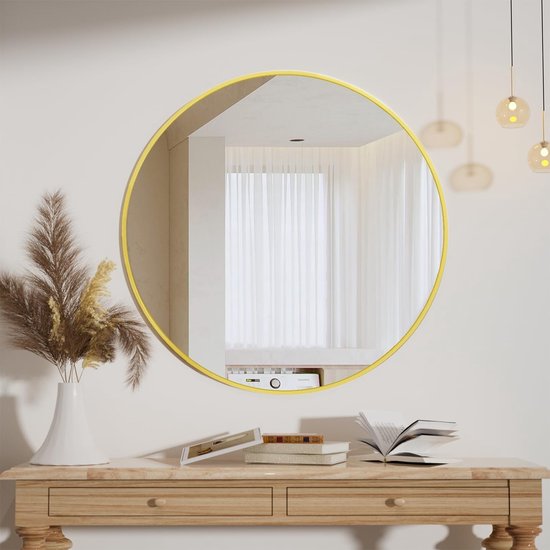 Ronde spiegel 50 cm goudkleurige ronde spiegelwand