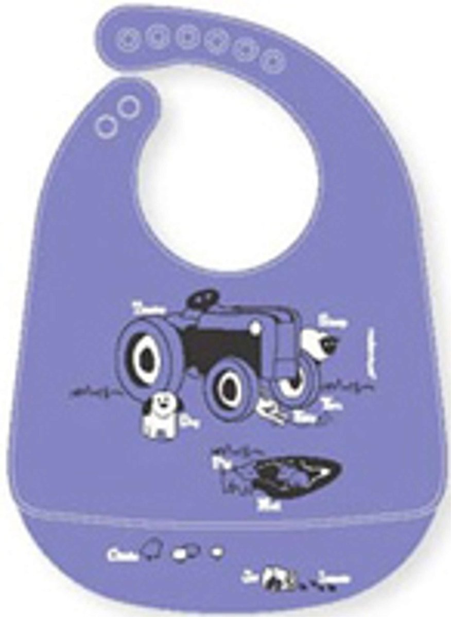 Goedkoopste Modern Twist Farm Buddies Slabbetje met Opvangbakje - Purple