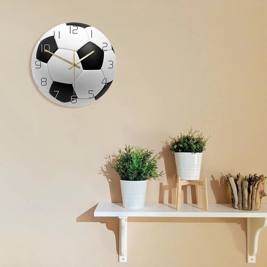 Premium Wandklok Werkt op batterijen, 30 cm voetbal acryl decoratieve
