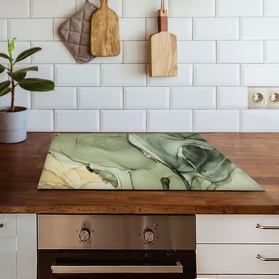 TMK ArtDeko Afdekplaat voor fornuis, 70 x 52 cm, 1-delig, afdekking voor keramische kookplaat, inductie, spatbescherming, glas, decoratieve snijplank, Wijn
