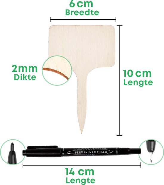 YUGN Étiquettes pour plantes 20 pièces - Bois - dont 1 stylo - Bouchons pour Plantes Étiquetage des plantes - Étiquetage des herbes - Étiquettes à coller Panneaux de potager - Astuce cadeau